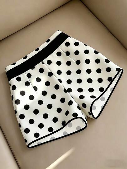 Franclia 女士优雅波点束腰阔腿短裤，适合夏季、春季、假日、派对、海滩、优雅、休闲、度假、正式、工作、社交场合