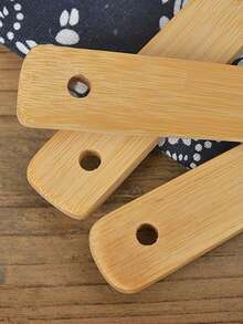 3 Buah Set Peralatan Masak Kayu Gaya Acak Sendok Bambu Spatula Anti Lengket Alat Dapur Penting untuk Apartemen Hadiah Premium untuk Pesta Rumah Baru Natal Memasak Sehari-hari Hitam Perak - MultiWarna - View 3