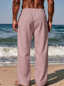 Manfinity RSRT Men's Drawstring Waist Pockets Straight Leg Casual Pants, Holiday - Party Punch - View 2