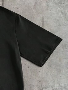 AXEPEAK 男士时尚镶钻短袖T恤 - 黑色 - 查看 5