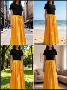 Đầm khiêu vũ dài thời trang, làm từ sợi polyester, váy ba lê satin dành cho nữ, thích hợp cho múa bụng, khiêu vũ, múa flamenco và múa rock. - Nhiều màu - Xem 9