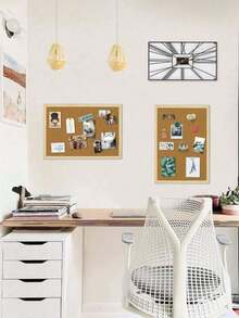 Papan Gabus Multifungsi untuk Dinding, Organizer Perhiasan Bingkai Kayu, Papan Visi untuk Foto & Catatan, Rak Penyimpanan Lucu untuk Kamar Tidur, Kantor Rumah - warna-warni - View 7