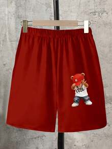 Bộ 2 món đồ dành cho thiếu niên nam, gồm áo thun ngắn tay cổ tròn in hình gấu ombre đỏ và quần short có túi. - Nhiều màu - Xem 3