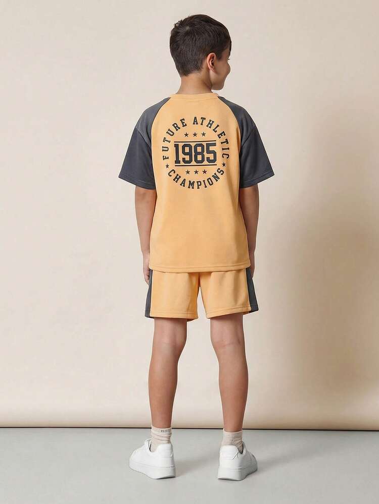 Regular Boys Raglan Tee And Shorts Co-Ord Set With Future Athletic Champions 1985 Print