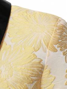 Manfinity AFTRDRK Áo khoác vest nam tay dài, chất liệu jacquard, cài một hàng khuy, kiểu dáng thường ngày, đa năng. - Màu vàng - Xem 5