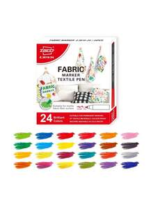 12-Color/24-Color Fabric Markers, Vibrant Fabric Paint Markers, Suitable For Clothing, Canvas Bags, T-Shirts And Shoes – Essential For Back-To-School Season. - multicolor - View 3
