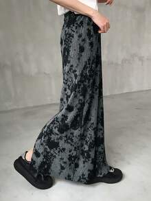 Dazy Tall Đầm maxi dáng suông thanh lịch, eo chun, nhuộm tie-dye dành cho nữ - Xám - Xem 1