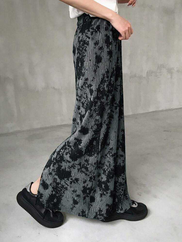 Women's Tie-Dye Elastic Waist Straight Elegant Maxi Dress