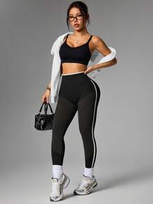 Quần legging nữ cạp cao, kiểu dáng thường ngày, đa năng. - màu đen - Xem 5