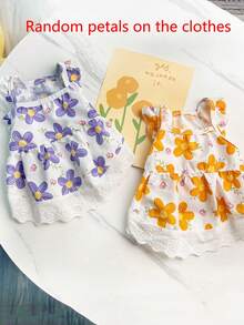 PETSIN 1PC Summer Floral Lace Ruffle Princess Dress With Flying Sleeves For Dogs Cats - Multicolor - View 8