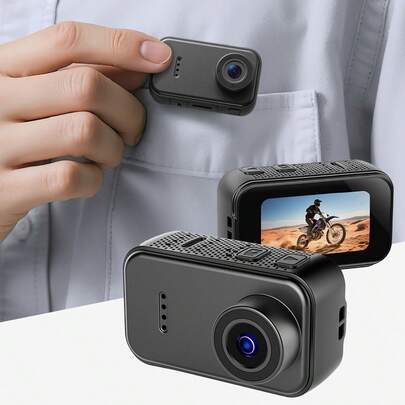 Teckwe Pocket Carema, Mini Body Camera, Wearable Action Body Cam, Thumb Size Hands Free Recording Body Worn Camera, Portable Camcorder Mount Anywhere For Pet Walking, Work, Travel