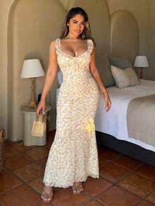 Maria Perezxox 女士无袖碎花连衣裙 - 粉色 - 查看 1