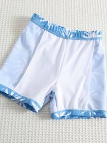 SHEIN 三件套包括：儿童/男童夏季休闲度假长袖泳衣、泳裤、防晒帽，适合海滩、水疗中心、游泳池等场所穿着。 - 彩色 - 查看 8