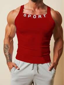 GymBeat Men's Sports Tank Top, Outdoor Running Workout Casual, Gym - White - View 4