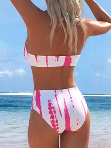 Swim Lushoire 2pcs/Set Women's Zebra Print Bandeau Bikini Set, Summer - Multicolor - View 2