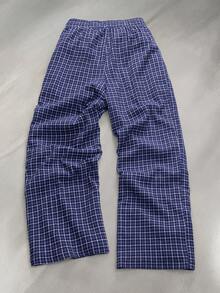 STYNVO Men's Plaid Wide Leg Pants, Blue Checkered Trousers, Drawstring Waist, Loose Fit, Streetwear, Casual Pants Relaxed Pants Men Man Clothes Pants Beach Outfit For Men Pants Pattern Pants Graphic Pants Wide Leg Pants Men Streetwear Pants Stitch Pants - Blue - View 3