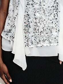 Aveloria Modichic Cami Tank Top Blouse Loose A-Line Sequin Textured Chiffon Spaghetti Strap Layered Draped Hem Elegant Chic White Party Summer Business Professional Women Sequin Embroidery Solid Summer Tops Blouses For Women Summer Outfits For Women Sexy Tops Sequin Top Holiday For 28°C Above High Temperature - Multicolor - View 2
