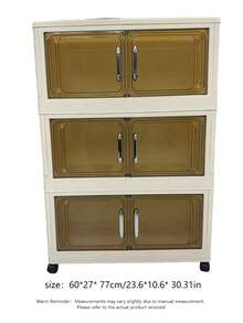 1PC 45/60CM Foldable Storage Cabinet, 1-5 Tier Double Door Storage Organizer, Thickened Plastic Wheeled Storage Cabinet, Living Room Toy & Snack Multi-Layer Cabinet, Clothes Storage Cabinet, Home Dust-Proof Shelving, Home Storage Rack, Storage Box, Plastic Container, Oil Bottle, Kitchen Storage Supplies, Cup Rack, 1 Oil Bottle, Spoon Rack, Kitchen Storage Rack - Multicolor - View 18