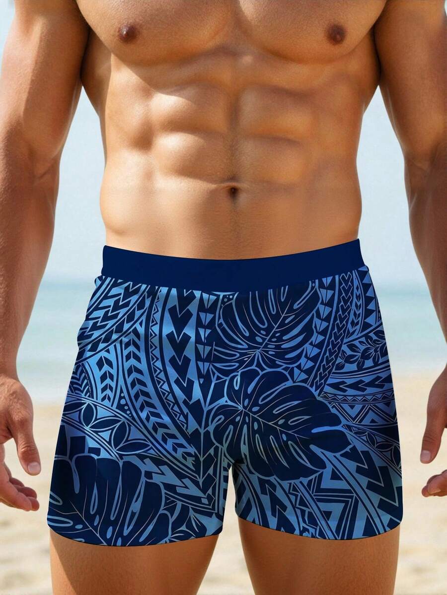 Manfinity KASUA 男士几何印花休闲度假泳裤 - 彩色 - 查看 1