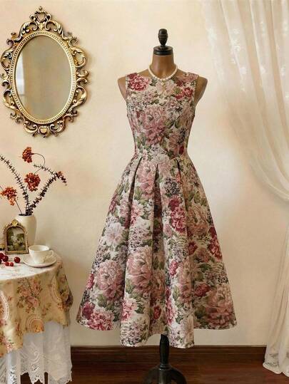 Vintamour Đầm nữ cổ điển thanh lịch có túi, họa tiết tranh sơn dầu, chất liệu jacquard, thích hợp cho các kỳ nghỉ, tiệc tùng, du lịch, mùa hè, trang phục mùa hè, trang phục lễ hội, đầm lễ hội, trang phục ngày của mẹ, đầm thanh lịch cho nữ, đầm dự tiệc thanh lịch, đầm dự tiệc sang trọng cho nữ, đầm dự đám cưới cho nữ, đầm tốt nghiệp, đầm dạ hội, trang phục du lịch, đầm nghỉ lễ, trang phục đi xem hòa nhạc đồng quê, đầm đồng quê cho nữ.