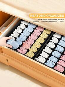 Bộ 1/2 hộp đựng tất, ngăn kéo chia ngăn - Giá đựng đồ trong tủ quần áo 24 ngăn cho tất, khăn tay, cà vạt và thắt lưng, giá đựng đồ lót có thể mở rộng cho tủ quần áo, tiết kiệm không gian. - màu đen - Xem 3