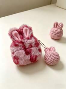 1PC CUTE PINK BLUE WINTER PLUSH BLUETOOTH EARPHONE CASE COVER FOR 1ST 2ND PRO PRO2 3RD 4TH GEN BIRTHDAY GIFT - Rose Red - View 3