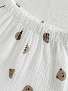 SHEIN Bộ 2 món áo sơ mi và quần short dệt kim kẻ sọc cho bé trai - trắng - Xem 3