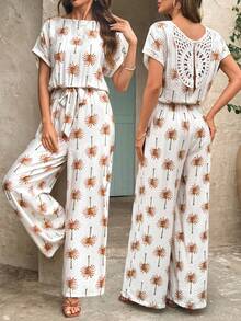 SHEIN Clasi 女士舒适夏季度假连体裤 - 杏色 - 查看 1