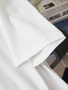 Manfinity Homme 男女通用“纽约市”黑白拼贴设计圆领T恤，经典复古简约圆领上衣 - 白色 - 查看 4