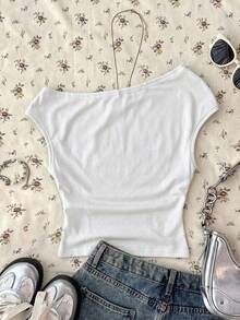 SHEIN Attitoon 95%纯棉白色衬衫，适合夏季穿着 - 白色 - 查看 7