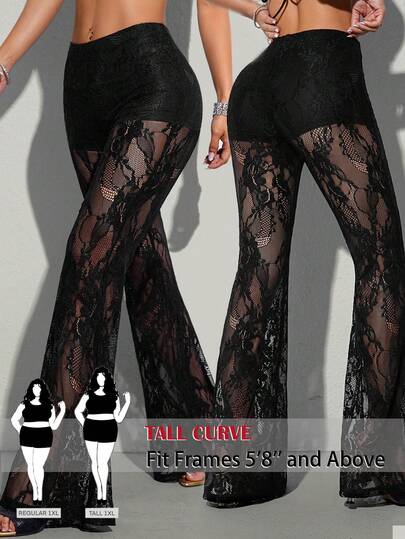 SHEIN Tall CURVE CURVE New Plus Size Women's Tall Girls Black Casual Lace Patchwork Pants ,High-Waisted Makes You Look Slimmer And Your Legs Longer, Tall Women Pants,Suitable For Tall Women.High-Waisted Makes You Look Slimmer And Your Legs Longer, Suitable For Tall Women.Old Money Style,Suitable For All Seasons And Occasion,Suitable For Tall Girls& Women, Summer Wide-Leg Pants Pants Summer Summer Wide-Leg Pants Pants Summer Outfits Summer Holiday Outfits Long Summer Pants For Women Spring Outfit ,Wide-Leg Pants,Office Pants,Elegant Pants,Casual Pants, High-Waisted Slimming Wide-Leg Pants For Summer,Elegant Women's Ceremony Pants ,Elegant Pants For Party,Elegant Pants For Ladies,Elegant Long Pants, Vacation Outfits Women,Holiday Outfits For Women,Summer Holiday Outfits,Summer Vacation Outfits,Casual Pants For Women ,Sexy Pants For Women,Carnival Carnival Costume Carnival Women Look 2026 2026 Carnival Women Carnival Clothes Carnival Costume Women