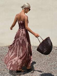 Livesso Asymmetrisches Blumen-Slip-Kleid für Frühling & Sommer, geeignet für Musikfestivals, Valentinstag, Hochzeiten, Casual, Strand, Chiffon-Midi-Kleid für Frauen, Sommerkleider für Frauen - Rot - Übersicht 8