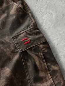 NEON BLANC Quần short denim nam in họa tiết, gấu quần rách. - màu nâu - Xem 2