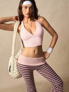 VARSIVA Pantalones acampanados casuales de mujer con rayas y pliegue en la cintura - Multicolor - Ver 13