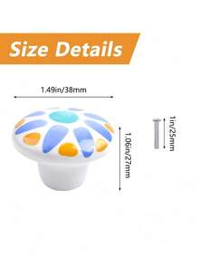10PCS Ceramic Knobs Sun Pattern Vintage Decorative Cabinet Knobs For Cabinets Drawers Diameter 1.5 Inch 5 Styles - multicolor - View 2