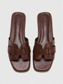 CUCCOO BIZCHIC 舒适简约百搭女士平底凉鞋 - 咖啡棕 - 查看 1