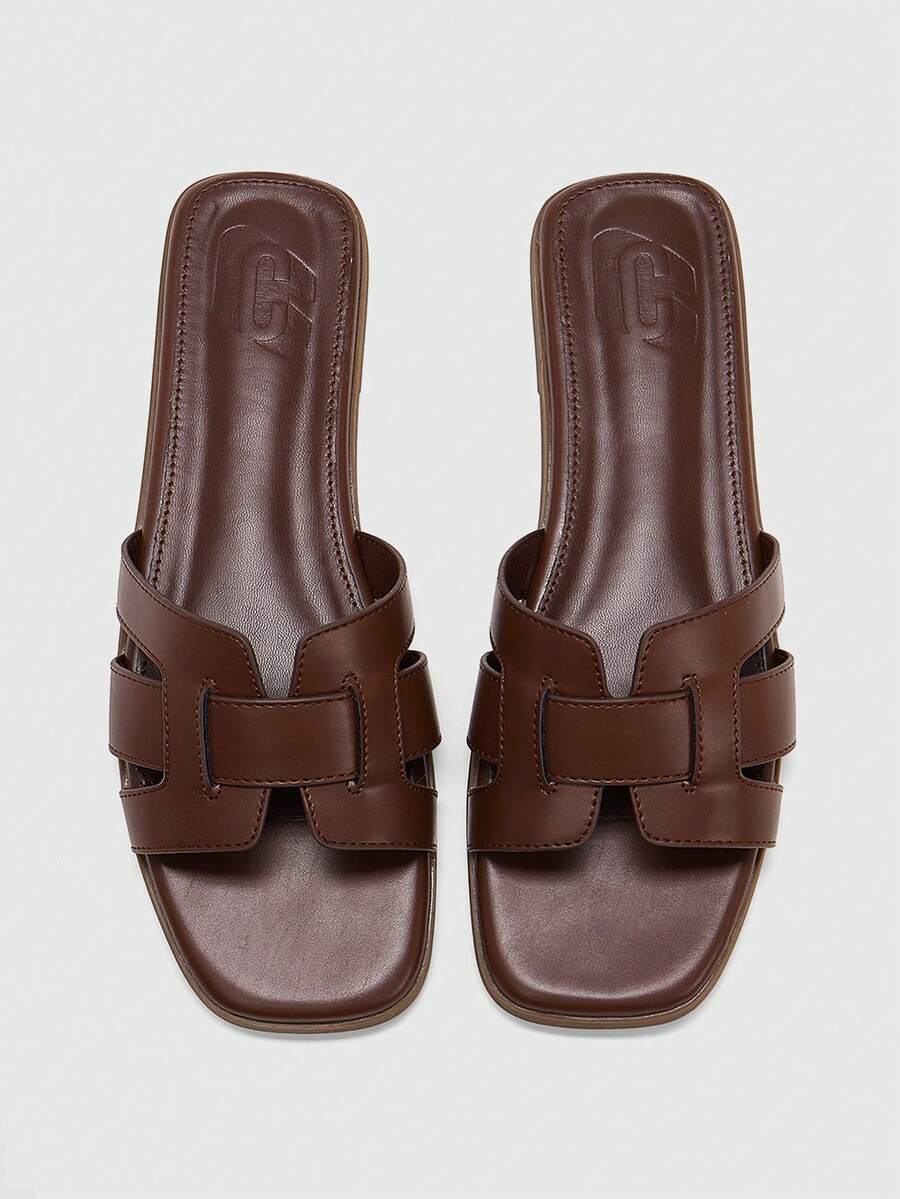 CUCCOO BIZCHIC 舒适简约百搭女士平底凉鞋 - 咖啡棕 - 查看 1