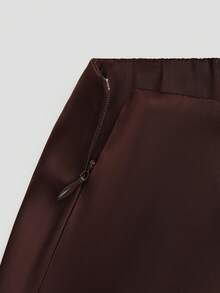 Sweetra Đầm mini dáng ôm eo thanh lịch màu nâu satin phối ren dành cho nữ cỡ lớn, mềm mại và thoải mái, thích hợp mặc hàng ngày, hẹn hò, gợi cảm, đa năng, mát mẻ cho mùa hè. - màu nâu - Xem 6