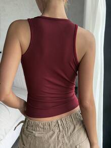 DAZY Women's Letter Print Round Neck Casual Basic Versatile Daily Wear Top Summer Graphic Tee Golf White - Burgundy - View 2