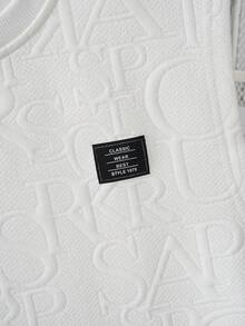 Manfinity Joysei Men's Letter Jacquard Tank Top And Shorts Casual Set - White - View 2