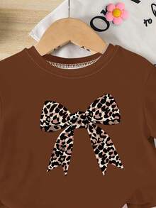 6pcs/Set Baby Girls' Casual Cute Floral,Leopard Bow & Letter Print Short Sleeve T-Shirt & Matching Shorts,Summer Multicolor Vacation Outfits - Multicolor - View 3