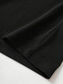 Attitoon Áo thun cỡ lớn, kiểu dáng rộng rãi, họa tiết tối giản, cổ tròn, tay ngắn. - màu đen - Xem 3