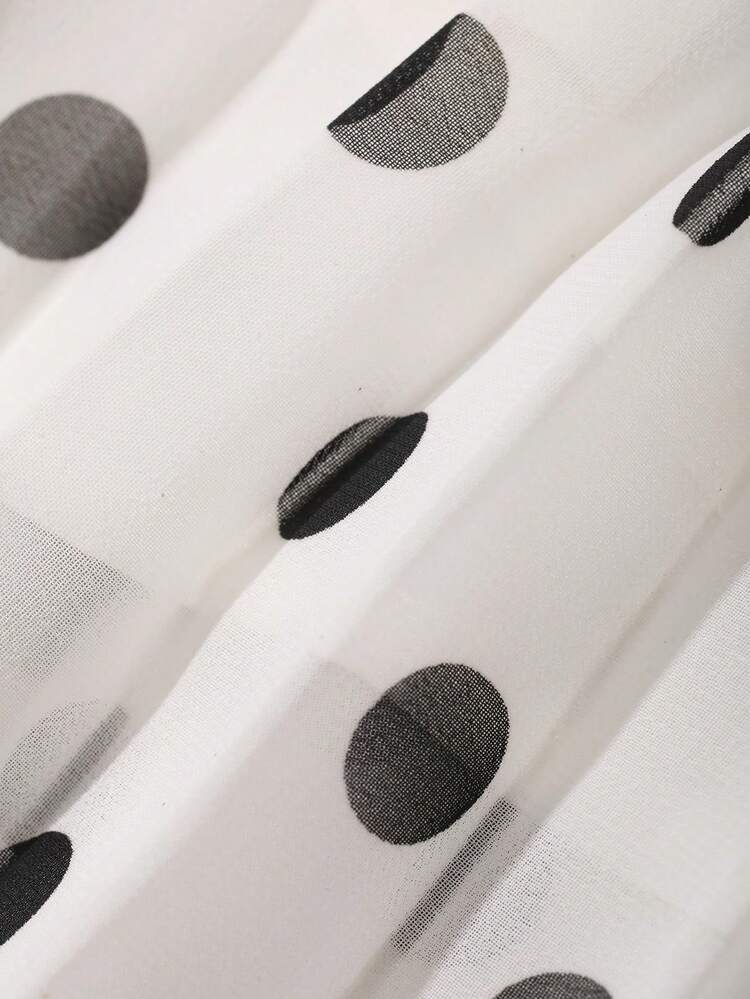 Dazy Plus Spring & Summer Black Polka Dot Print Cropped Camisole And A-Line Skirt Set, Elegant Casual Vacation Beach Outfit, Suitable For Weddings, Dates, Commuting, Plus Size Lounge Sets For Women