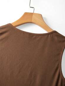 Franclia 女士时尚优雅圆领刺绣串珠无袖连体衣 - 棕色 - 查看 7