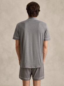 EverLounge 2 pièces Ensemble détente Homme avec Top à Manches Courtes à Boutons et Bas Contrastés - Gris foncé - Voir 2