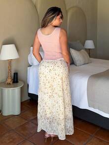 女式新款优雅简约清爽度假风A字裙 - 黃色 - 查看 2