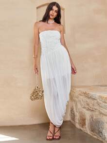 Enchnt 无肩带碎花连衣裙 - 白色 - 查看 8