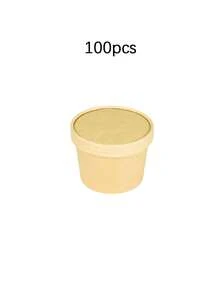 100/60/40/20个8盎司带盖纸汤碗，一次性纸质食品容器，牛皮纸甜点碗，冰淇淋容器碗，适用于微波炉和冰箱，可盛装热汤和冰淇淋 - 彩色 - 查看 7