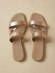 Flat Sandal In Gold, Rose And Silver Gold - 銅色 - 查看 3