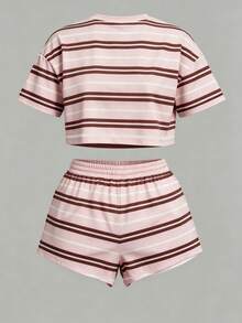 Slaydiva Bộ đồ thể thao cỡ lớn gồm áo thun và quần short kẻ sọc, gồm 2 món. - Nhiều màu - Xem 4